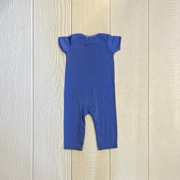 EUC [PBK] Blue VNTG Embroidered White Pottery Barn Onesie | Toddler Romper 12-18 - Picture 4 of 8